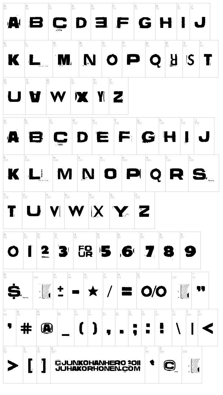 Vuosi Vuodelta font map